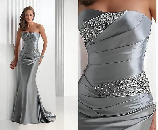 Silver Gray Mermaid Bridesmaid Dress
